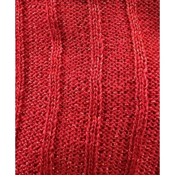 Tommy Hilfiger Women's Red Ribbed Metallic Sweater SZ M Holiday‎ V-neck - Picture 6 of 10